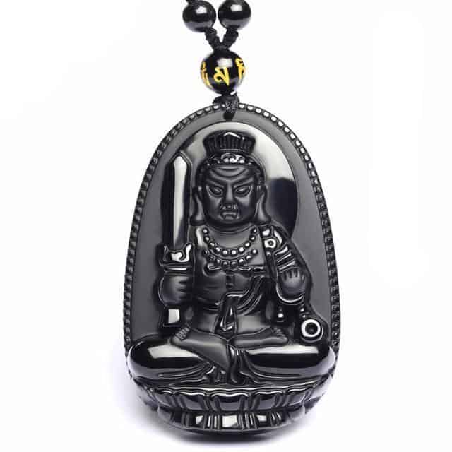 Protection from Negative Energy Spiritual Protection Black Obsidian Buddha Necklace