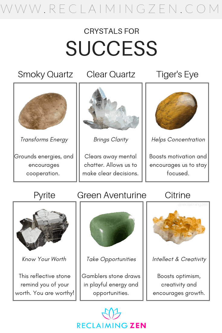 6 crystals for success pinterest image